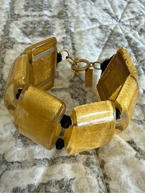 Zahara metallic gold acrylic bracelet